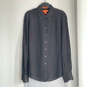 JOE FRESH Small Polkadot Black Long Sleeve 100% Silk Women’s Shirt